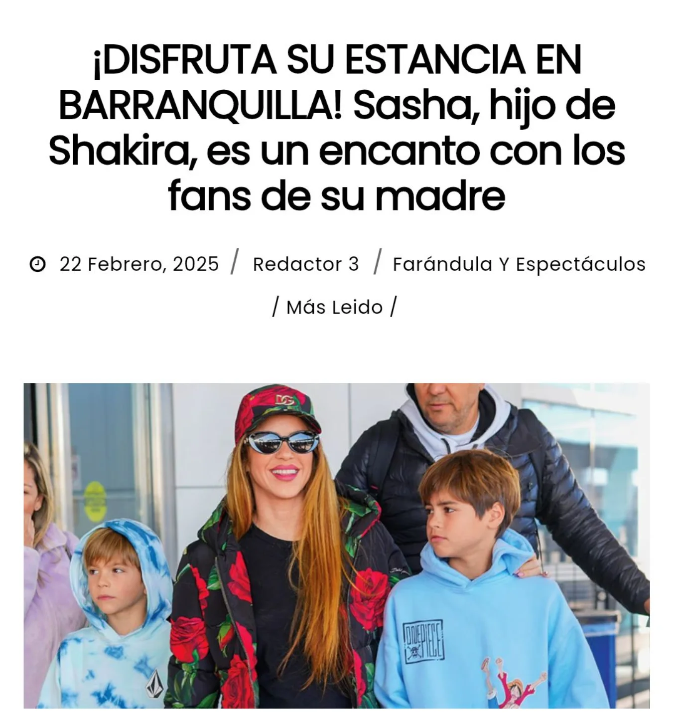 Revista - Farándula. ArKa Digital. llegada de Shakira a su natal ...