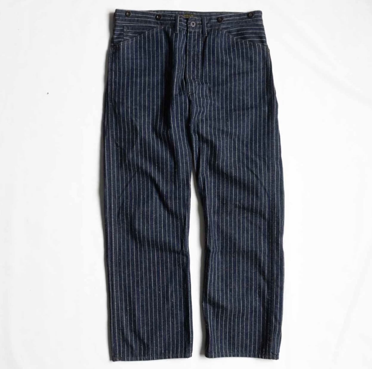 ➳ RRL ➳ Wabash Stripe Denim Pants with Suspenders Button