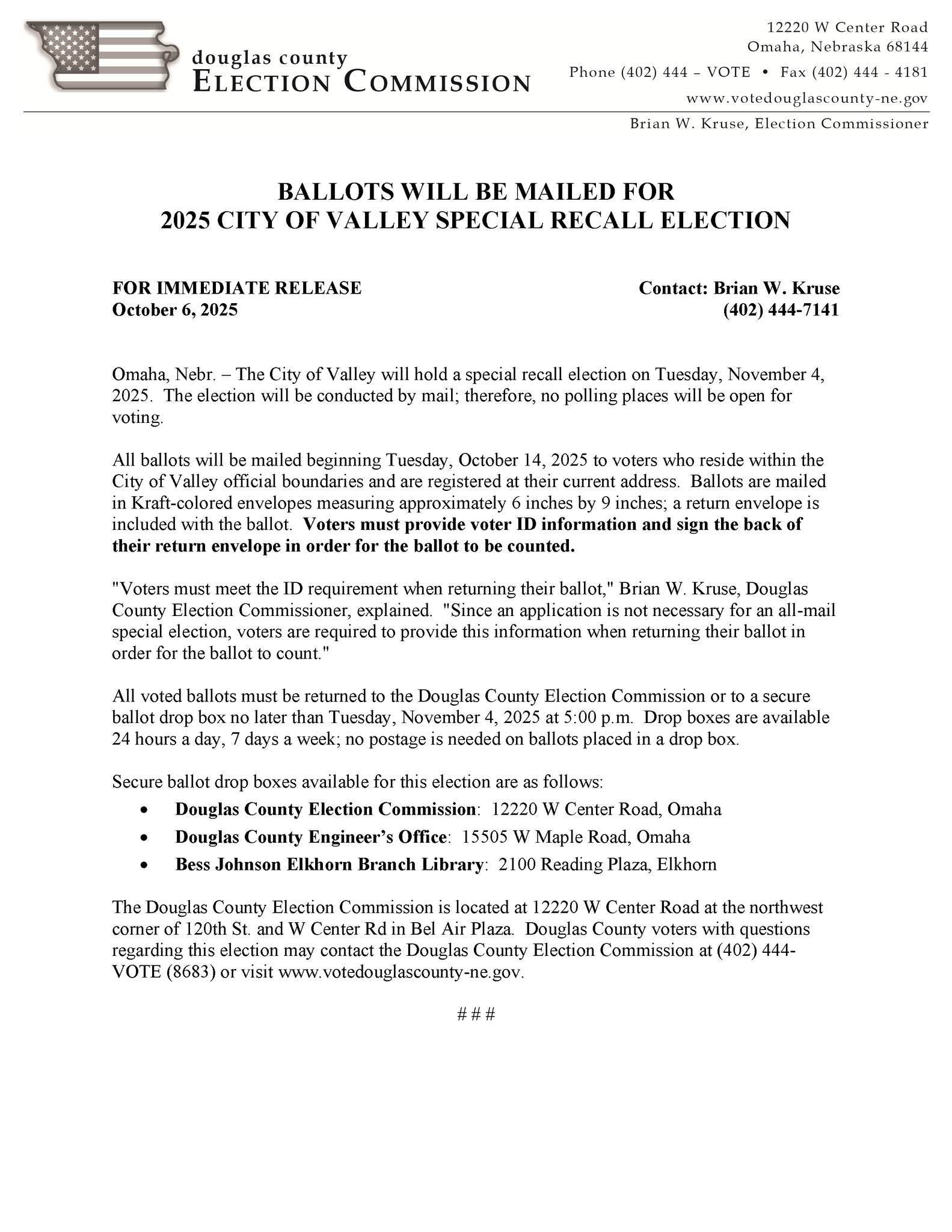 Douglas - The City of Valley will hold a special recall election on ...