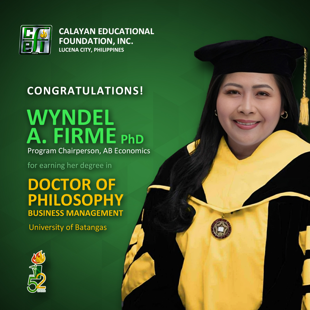 Calayan - Congratulations to Dr. Wyndel Firme (Program Chairperson for ...