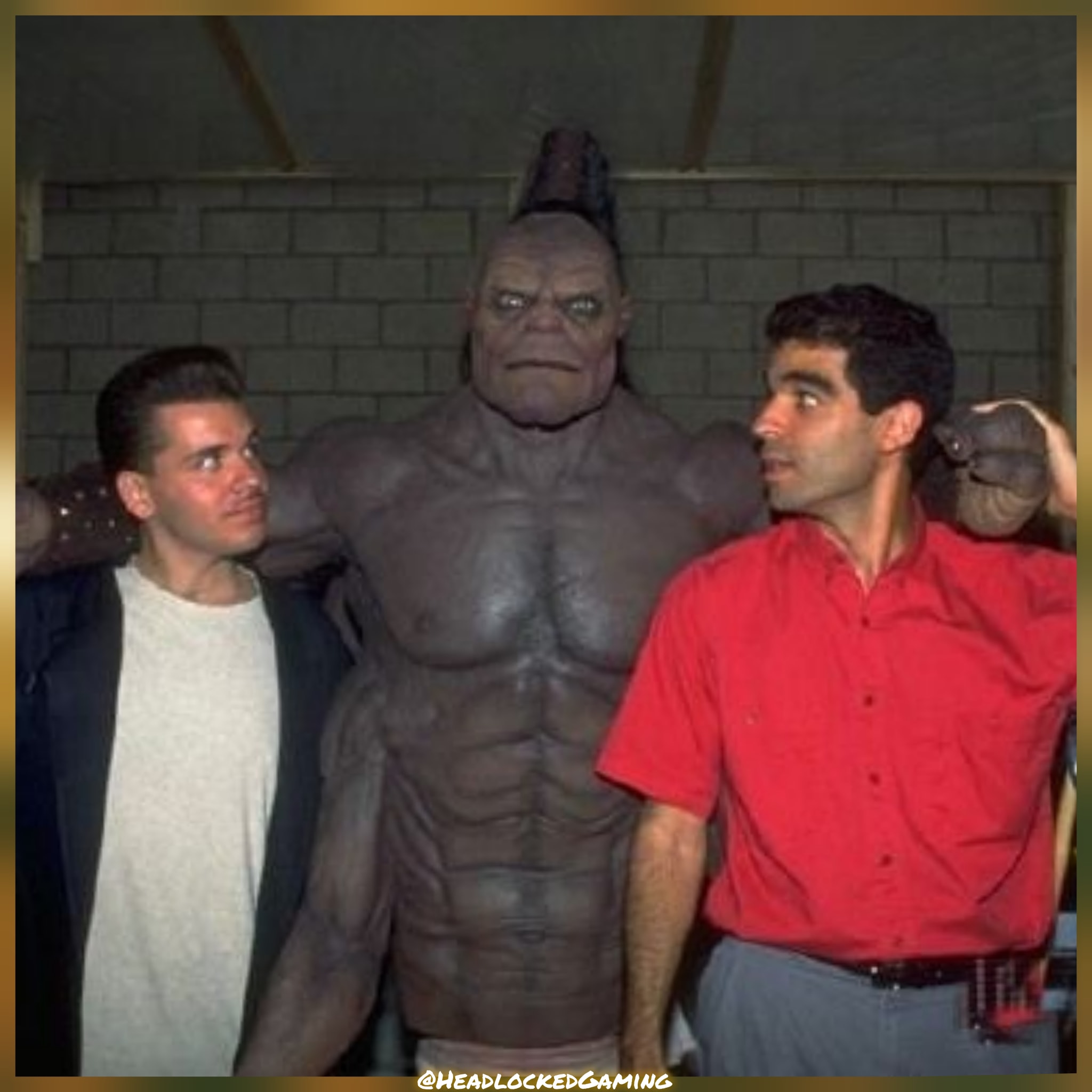 Ed Boon & John Tobias behind the scenes with Goro. #90snostalgia