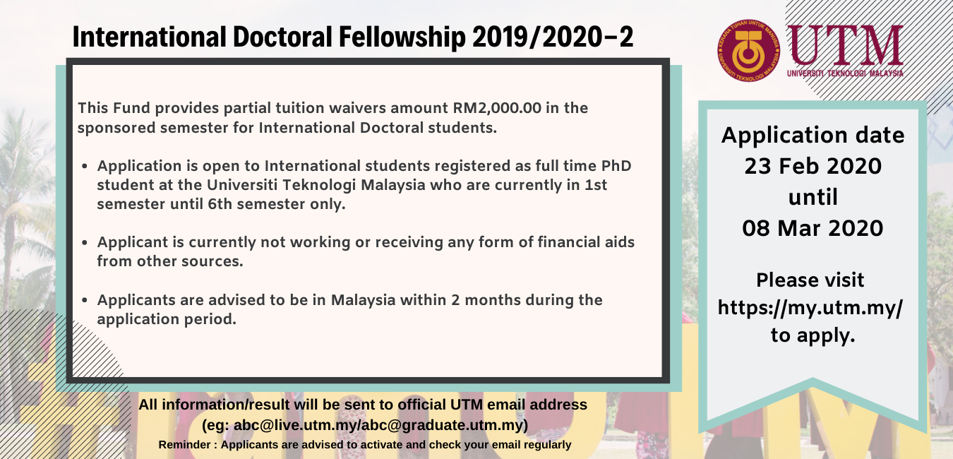 Application For National Postgraduate School Of Graduate Studies Utm Facebook