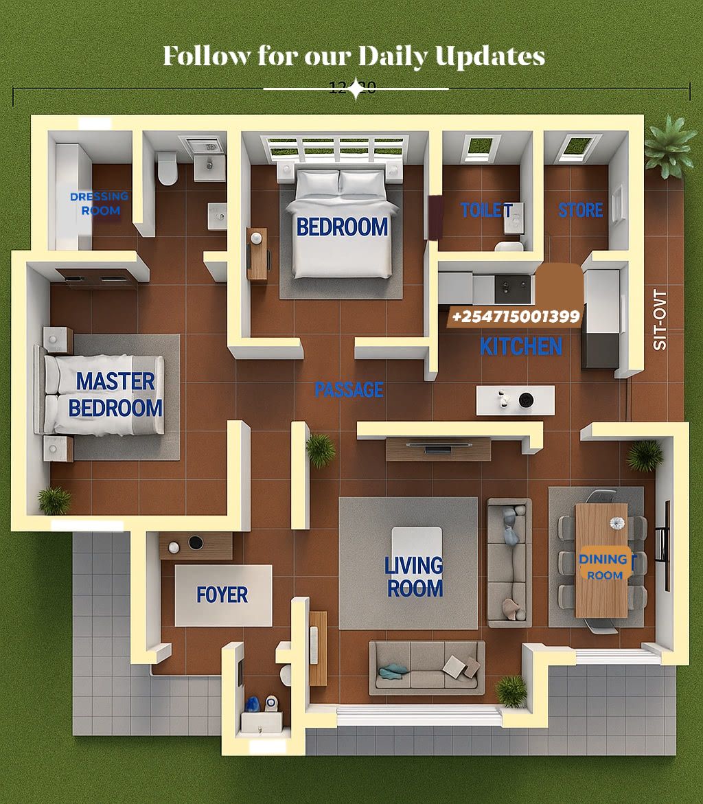 Modern - 2 Bedroom Home Plan 🏘️ Follow for our daily updates ️Entrance ...