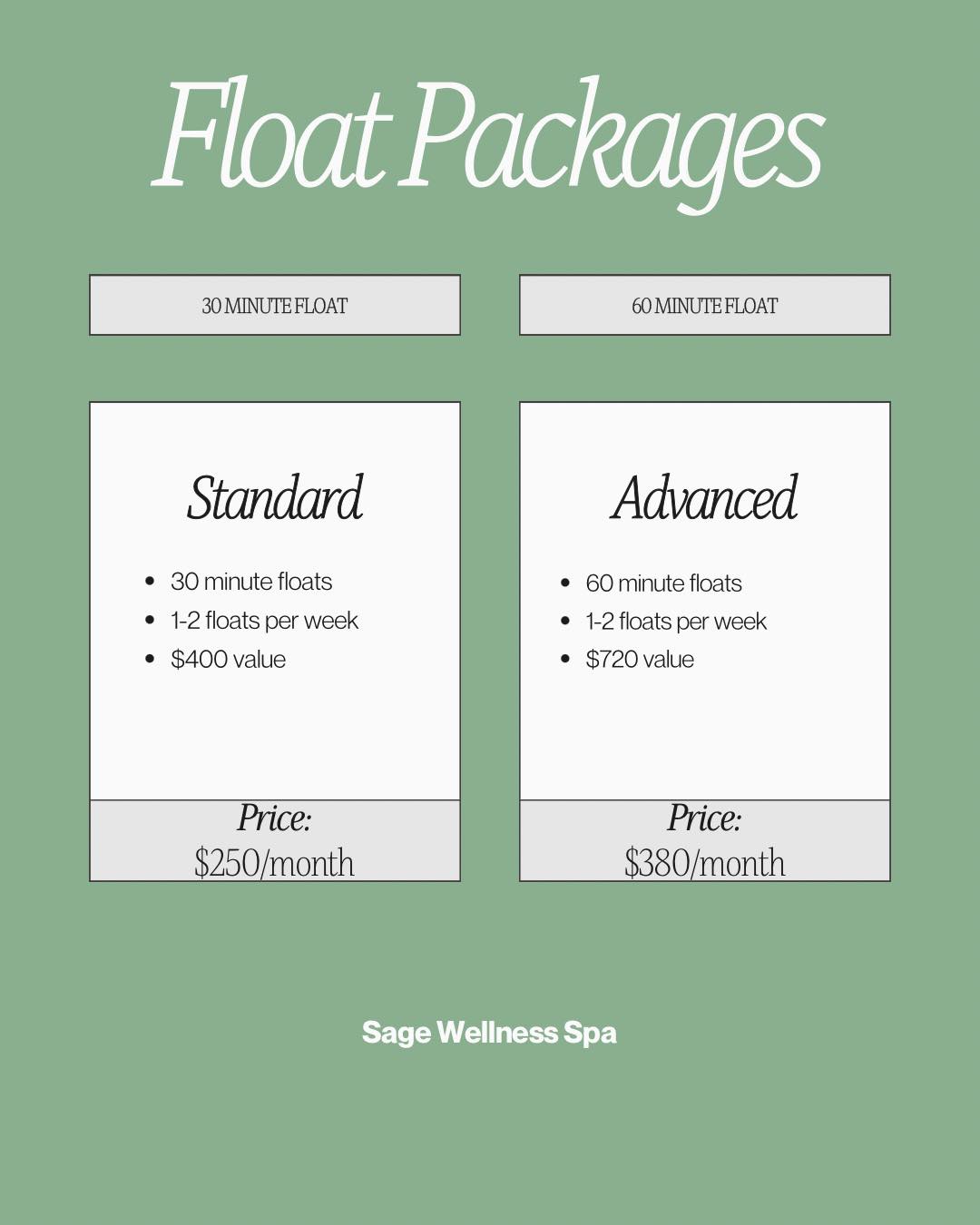 Introducing our Float Packages —... - Sage Wellness Spa | Facebook