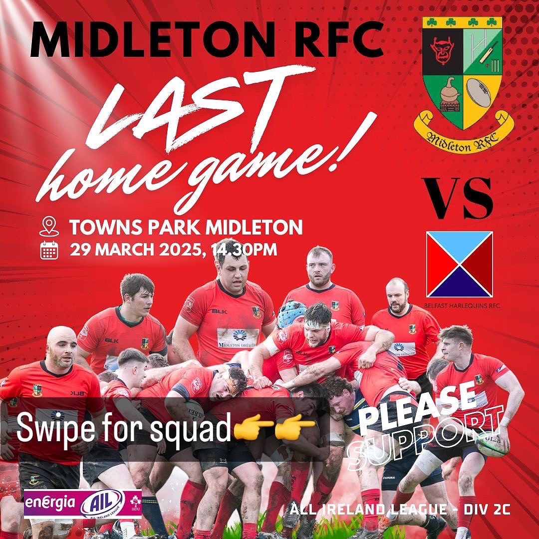 MIDLETON RFC - Our final home game of AIL 24/25 is on this... | Facebook