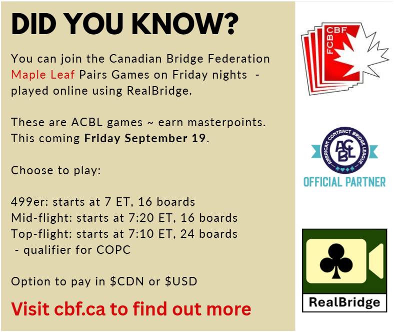 RealBridge - The Canadian Bridge Federation welcomes players from ...