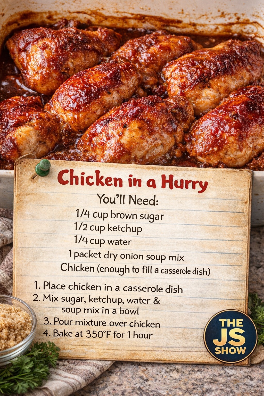 The JS Show - 🍗 CHICKEN IN A HURRY Just mix, pour, bake,... | Facebook
