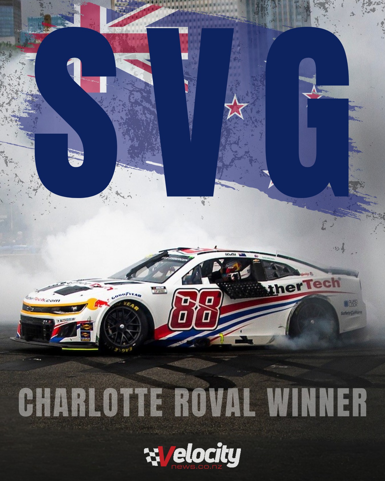 velocitynews.co.nz - SVG WINS AT CHARLOTTE ROVAL! Shane van Gisbergen ...