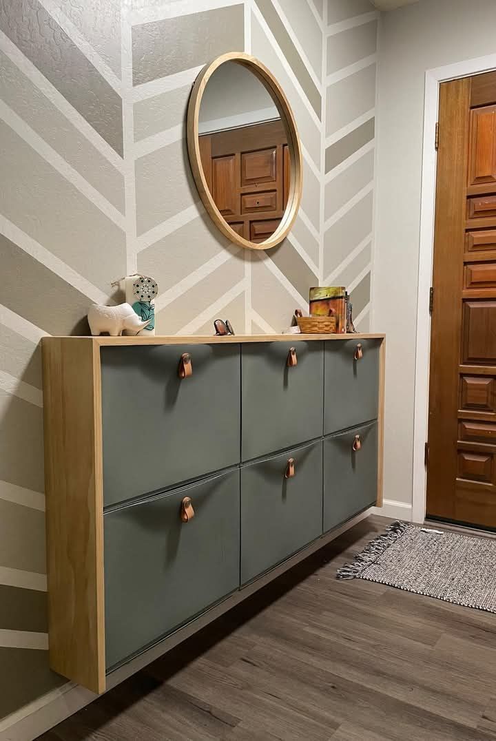 Ikea Trones shoe storage faux leather pull handles