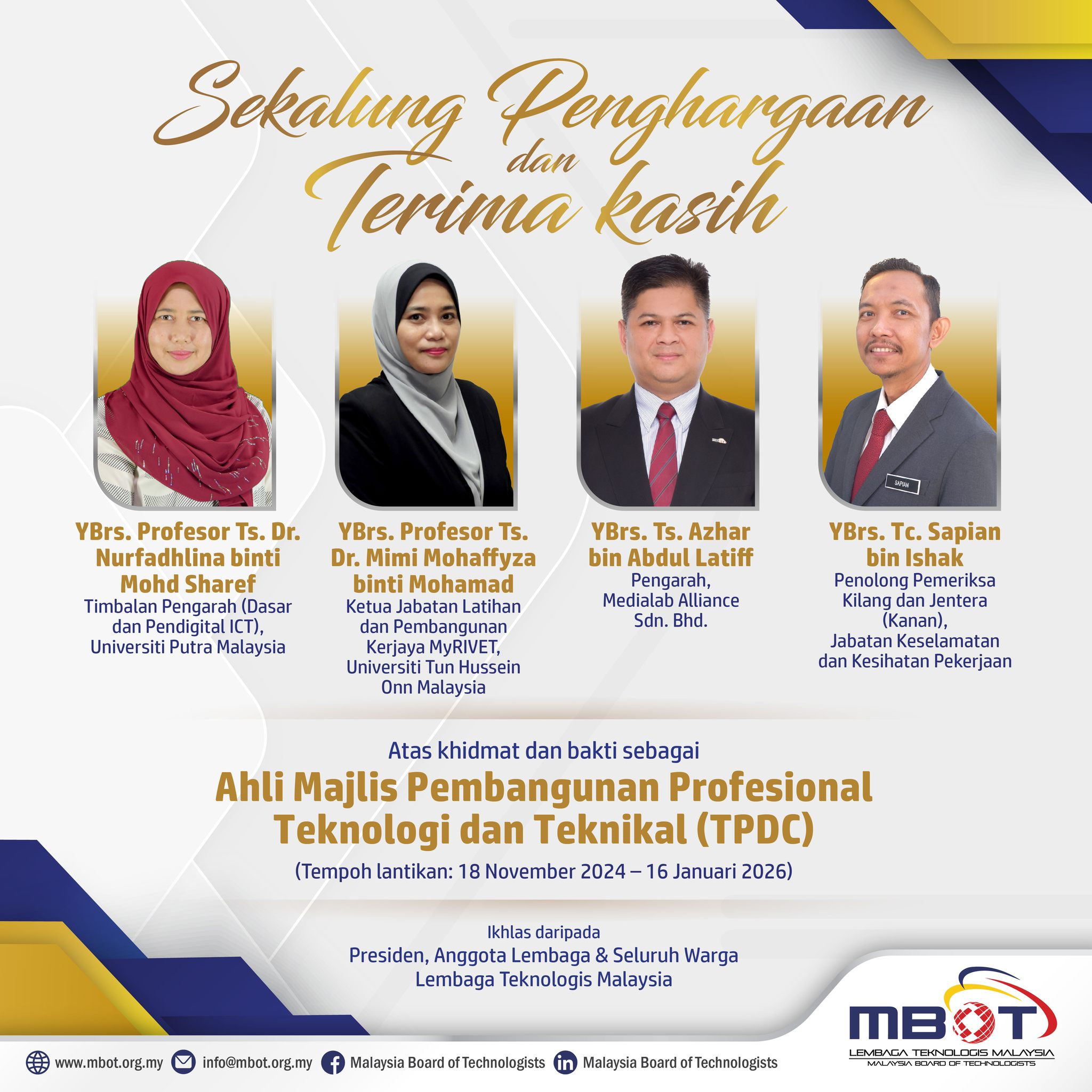 Malaysia - Sekalung Penghargaan dan Terima Kasih kepada: Profesor Ts ...