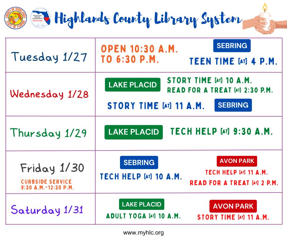 Be sure to visit one or all your local libraries to enjoy any of the ...
