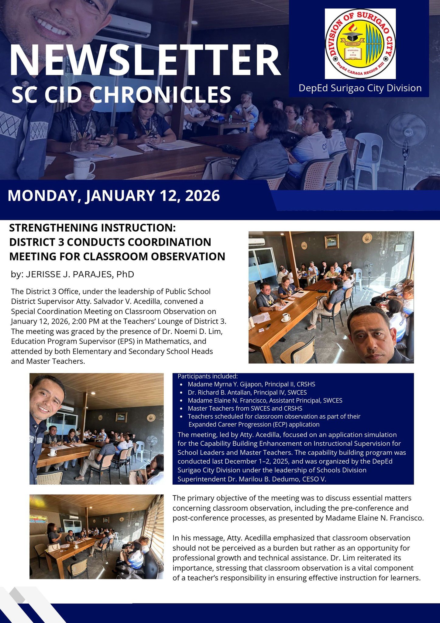 DepEd - NEWSLETTER SC CID CHRONICLES MONDAY, JANUARY 12, 2026 ...