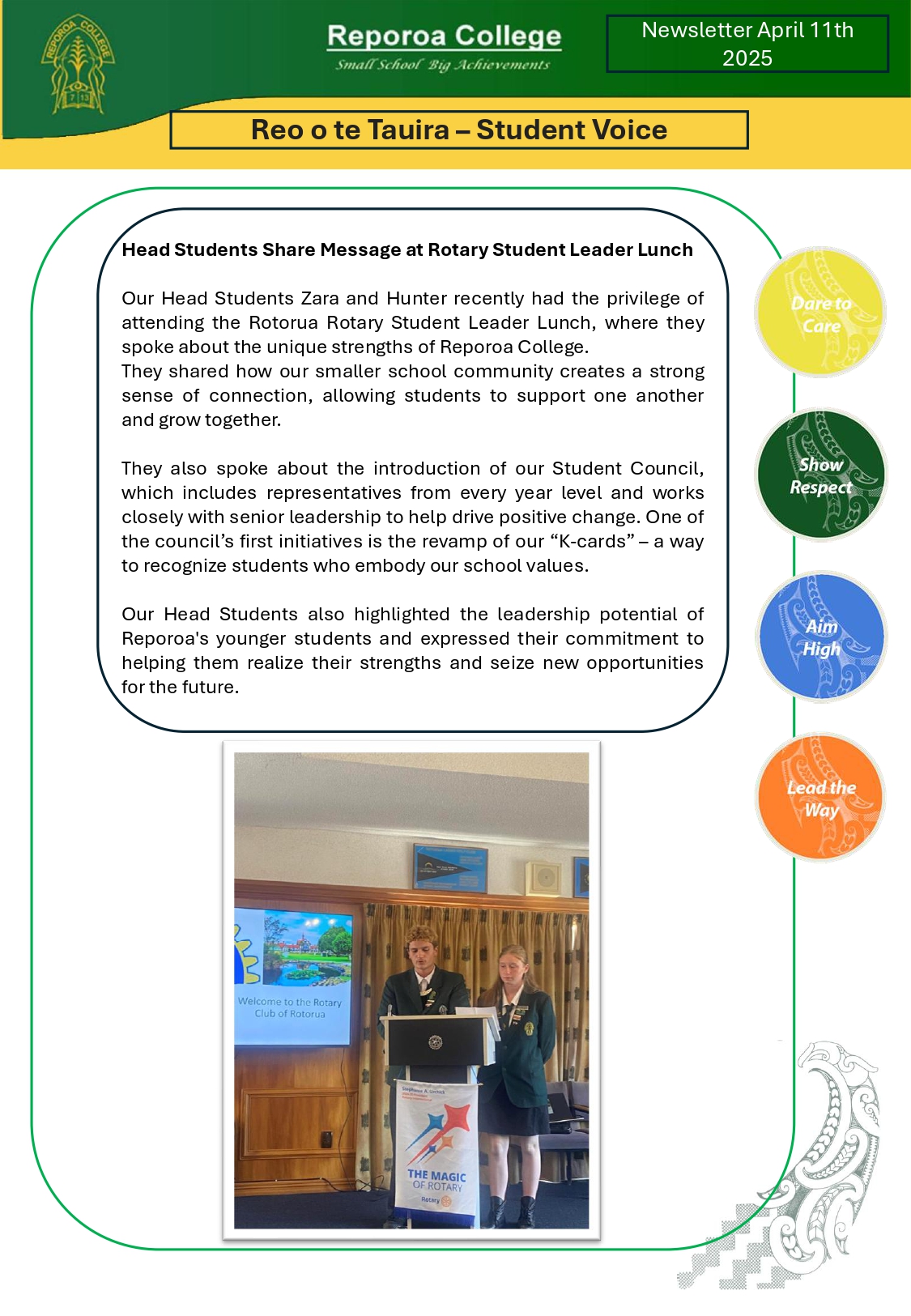 Reporoa College - NEWSLETTER - Please see below the last... | Facebook