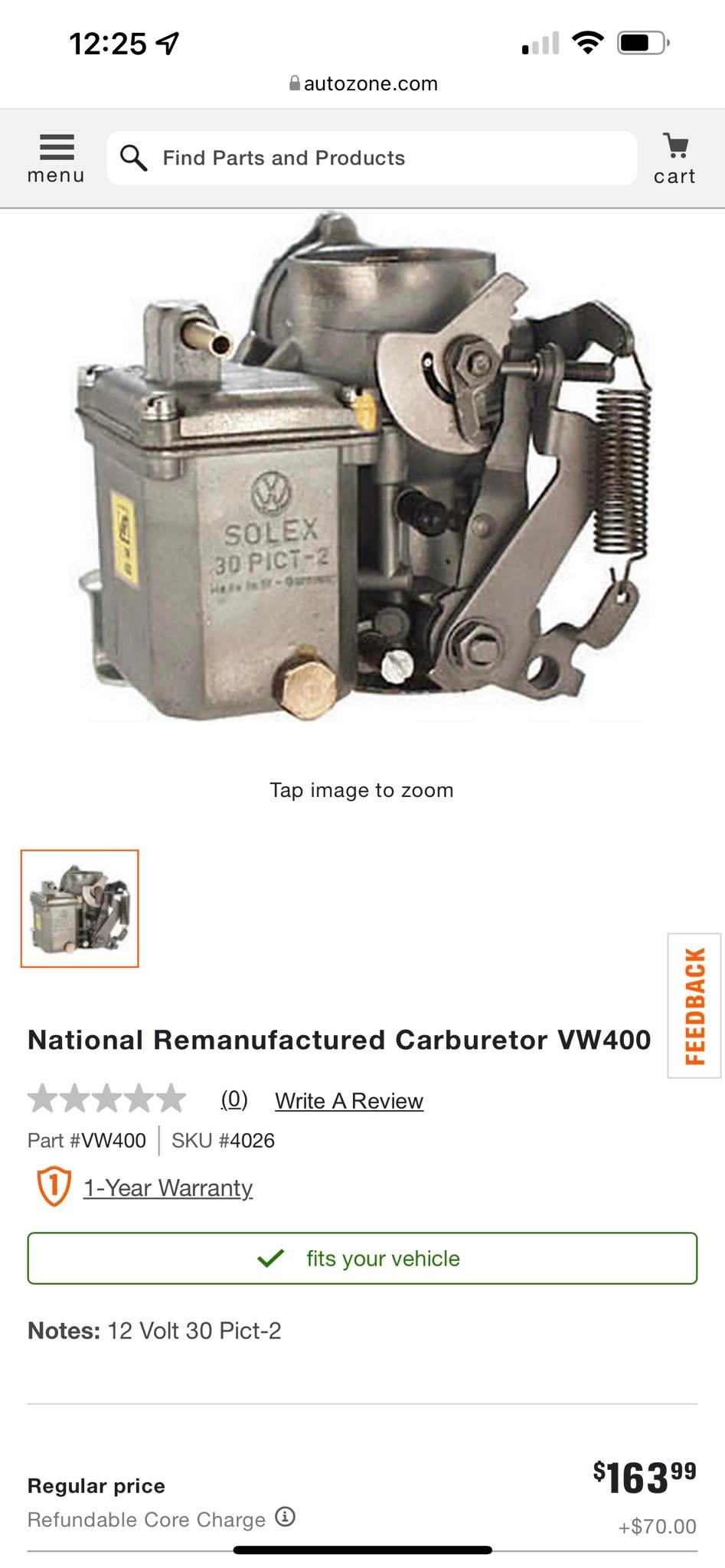 Will a refurbished Solex 30pict-3 carb work in a 1969 VW Beetle?