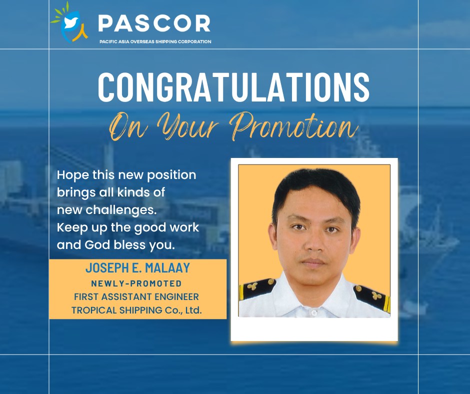 Pascor Shipping - 🥳Congratulations to our crew member, Mr.... | Facebook