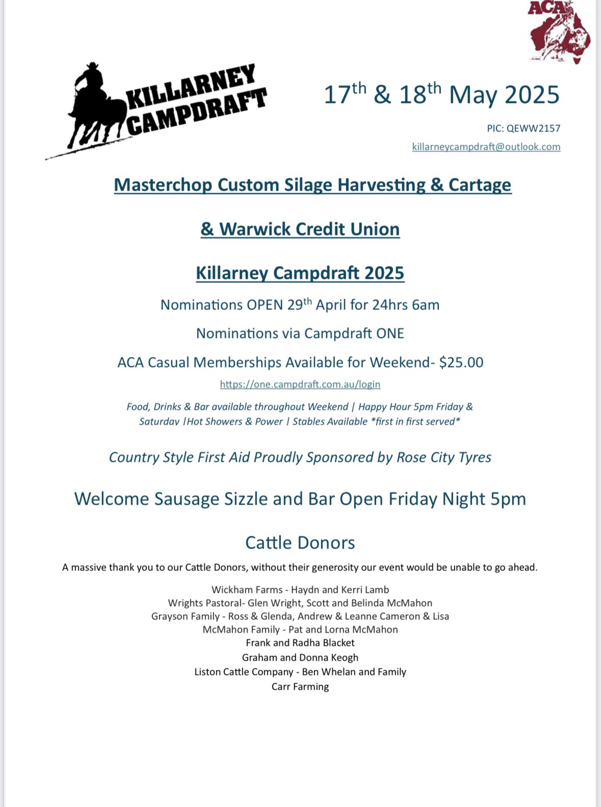 📣Killarney Campdraft Program 2025📣... - Killarney Campdraft | Facebook