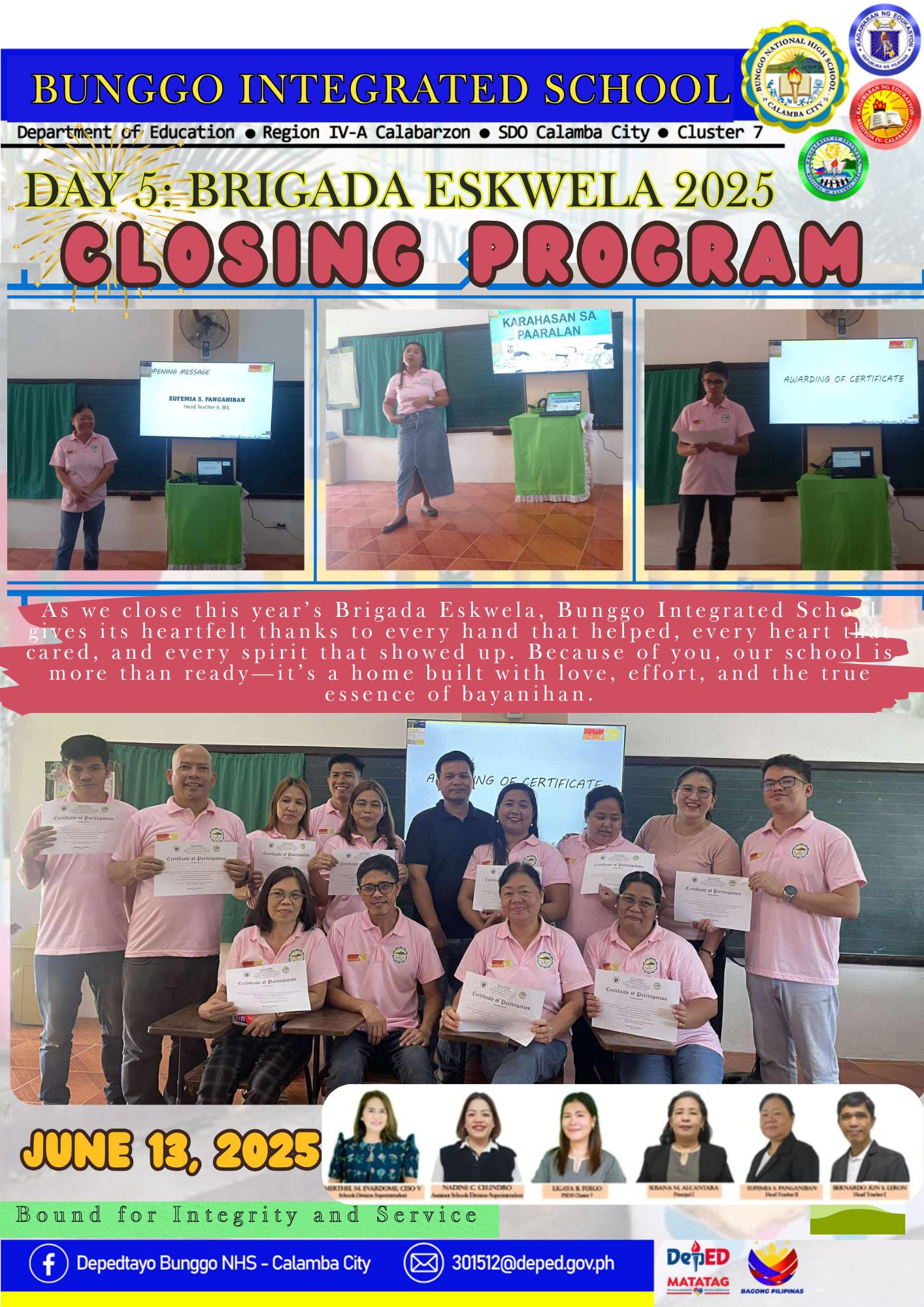 Depedtayo - Bunggo Integrated School June 13, 2025 BRIGADA ESKWELA 2025 ...