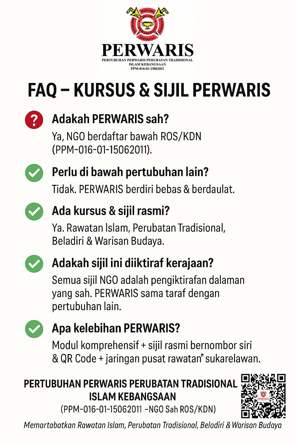 FAQ – KURSUS, SIJIL & LESEN PERWARIS Soalan 1: Adakah PERWARIS ...