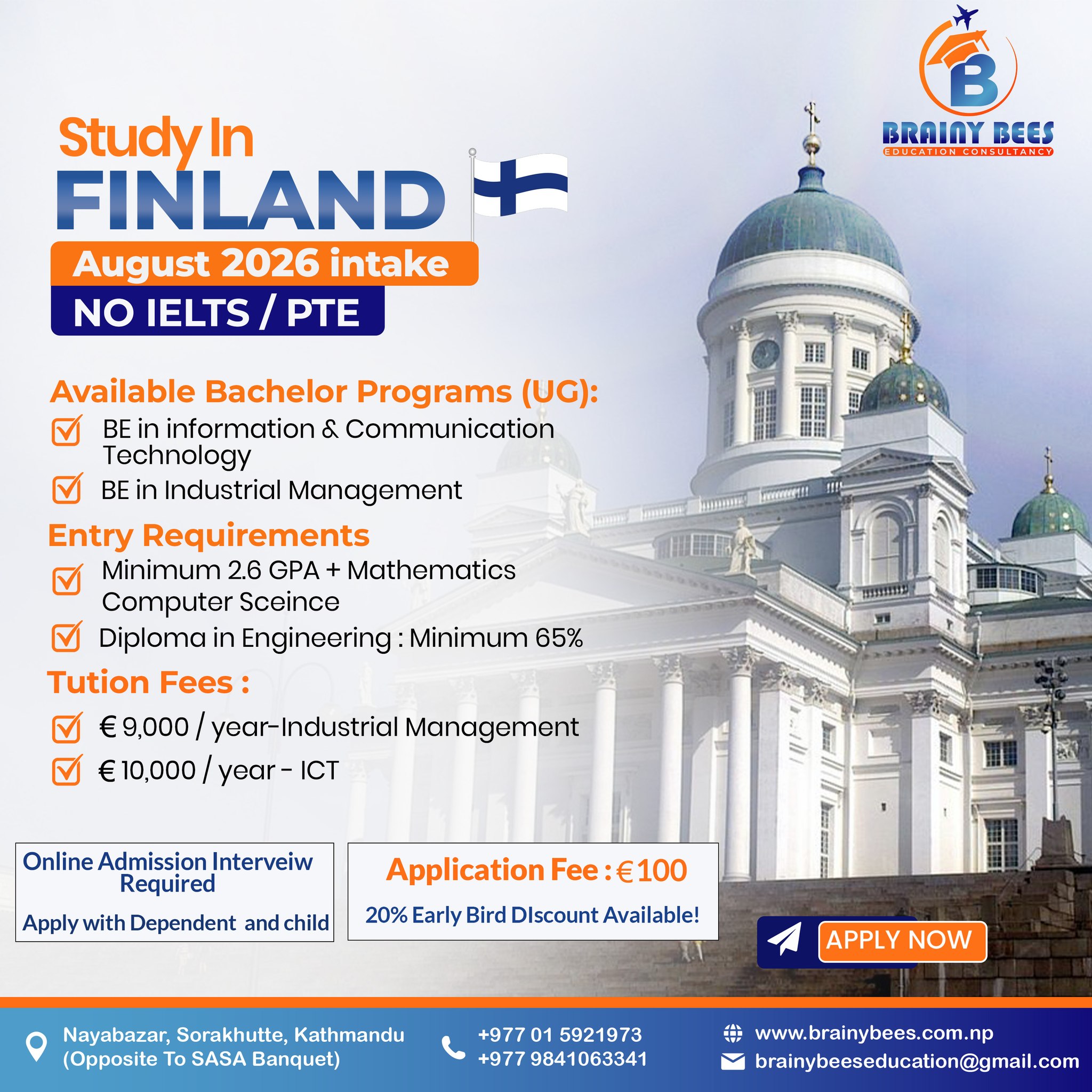 Brainy - 🇫🇮 Study in Finland – August 2026 Intake Now Open! 🇫🇮 Take ...