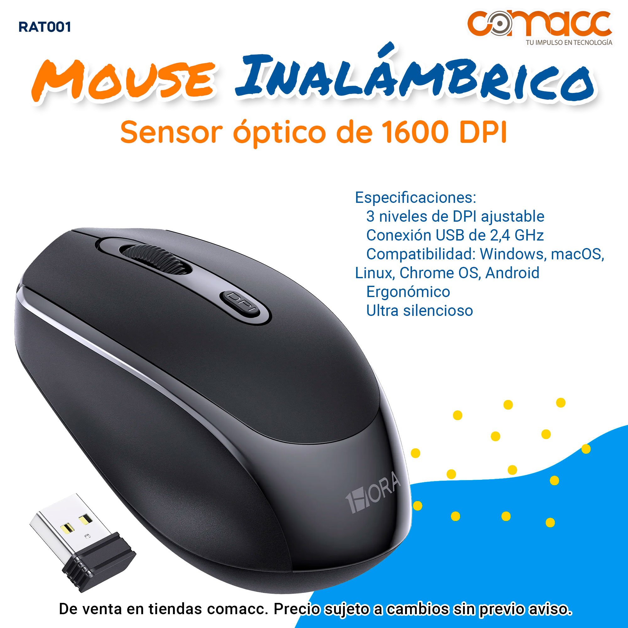 Comacc - 🖱️ MOUSE INALÁMBRICO RAT001 🖱️ ¡Comodidad y precisión en tus ...