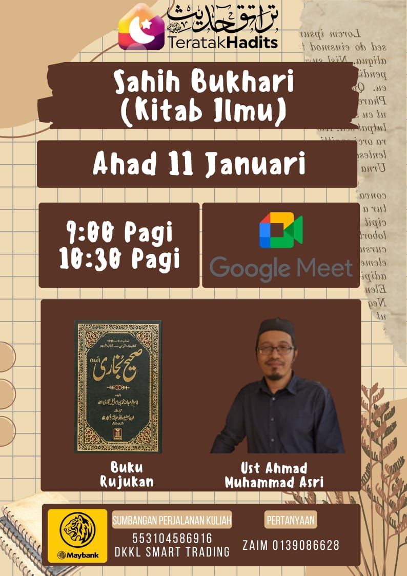 Teratak - Jadual Kuliah Teratak Hadits bagi Bulan Januari 2026. Boleh ...