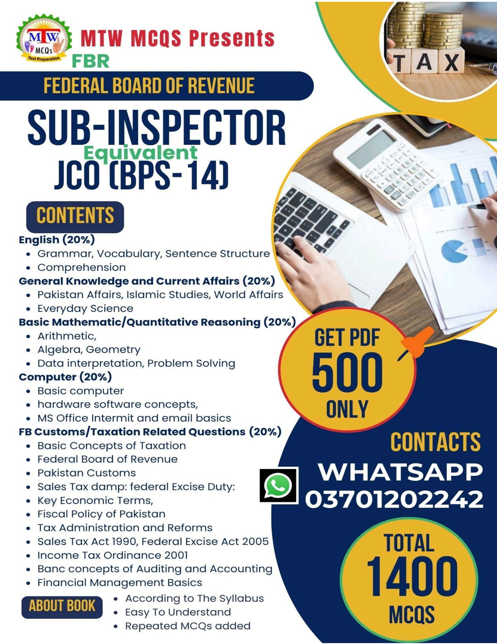 MTW MCQs - 📘 *MTW MCQs Presents* 🚨 *FBR Sub-Inspector /... | Facebook