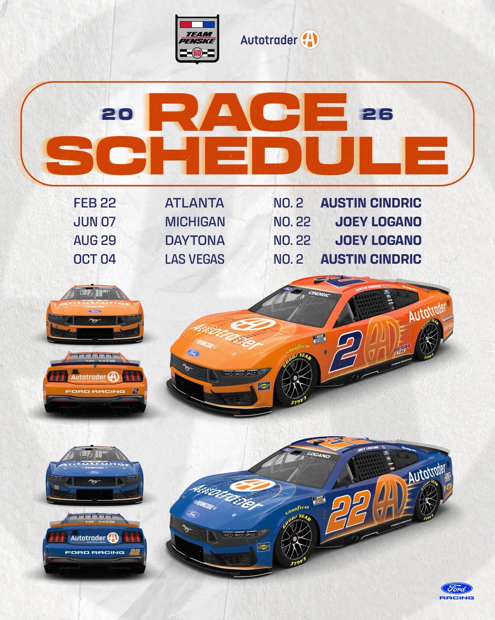 Mark your calendars. The Team Penske 2026 Autotrader Ford Mustang