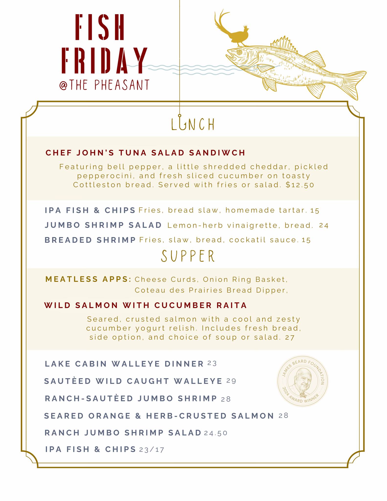 Pheasant - 🐟 Fish Friday is here— a delicious yearly tradition! Look ...