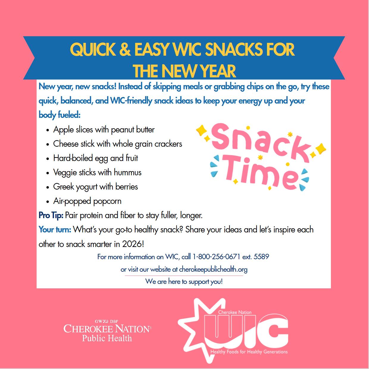Cherokee - Snack smarter in 2026! 🍎🥜 We’re sharing quick, WIC-approved ...
