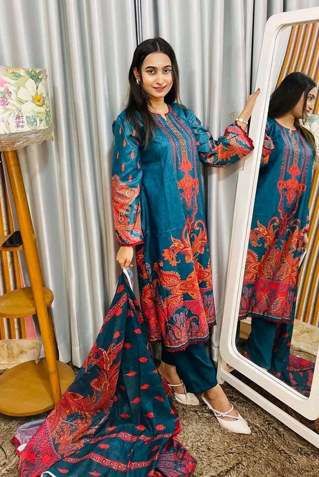 Mugdho Shop - কেটালক ড্রেস ইন্ডিয়ান টিসু কাপড়ের উপর কাজ ওড়নায় কাজ ...
