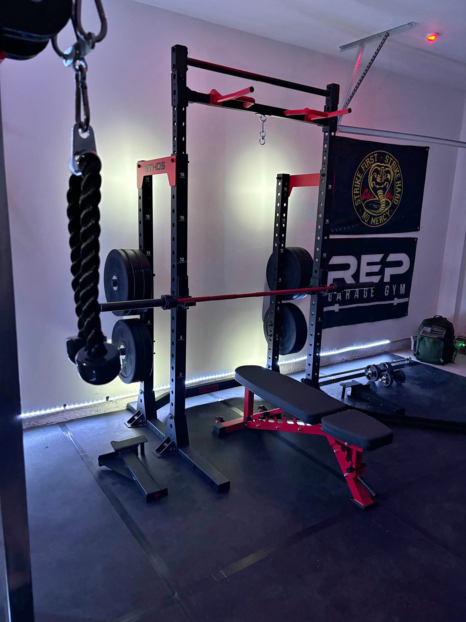 Gym Equipment: Ethos Squat Rack, REP AB 3100 Bench, Landmine and Lever ...