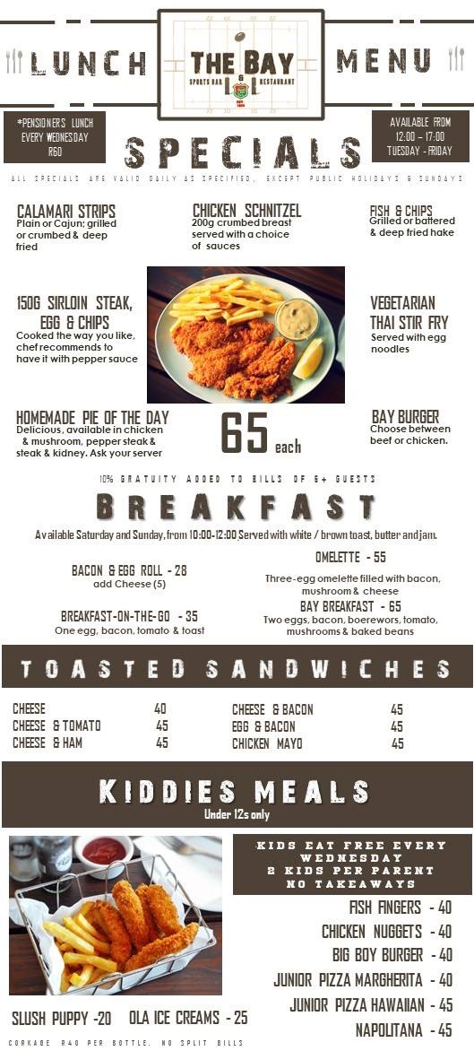 Our new lunch and happy... - The Bay Sports Bar & Restaurant
