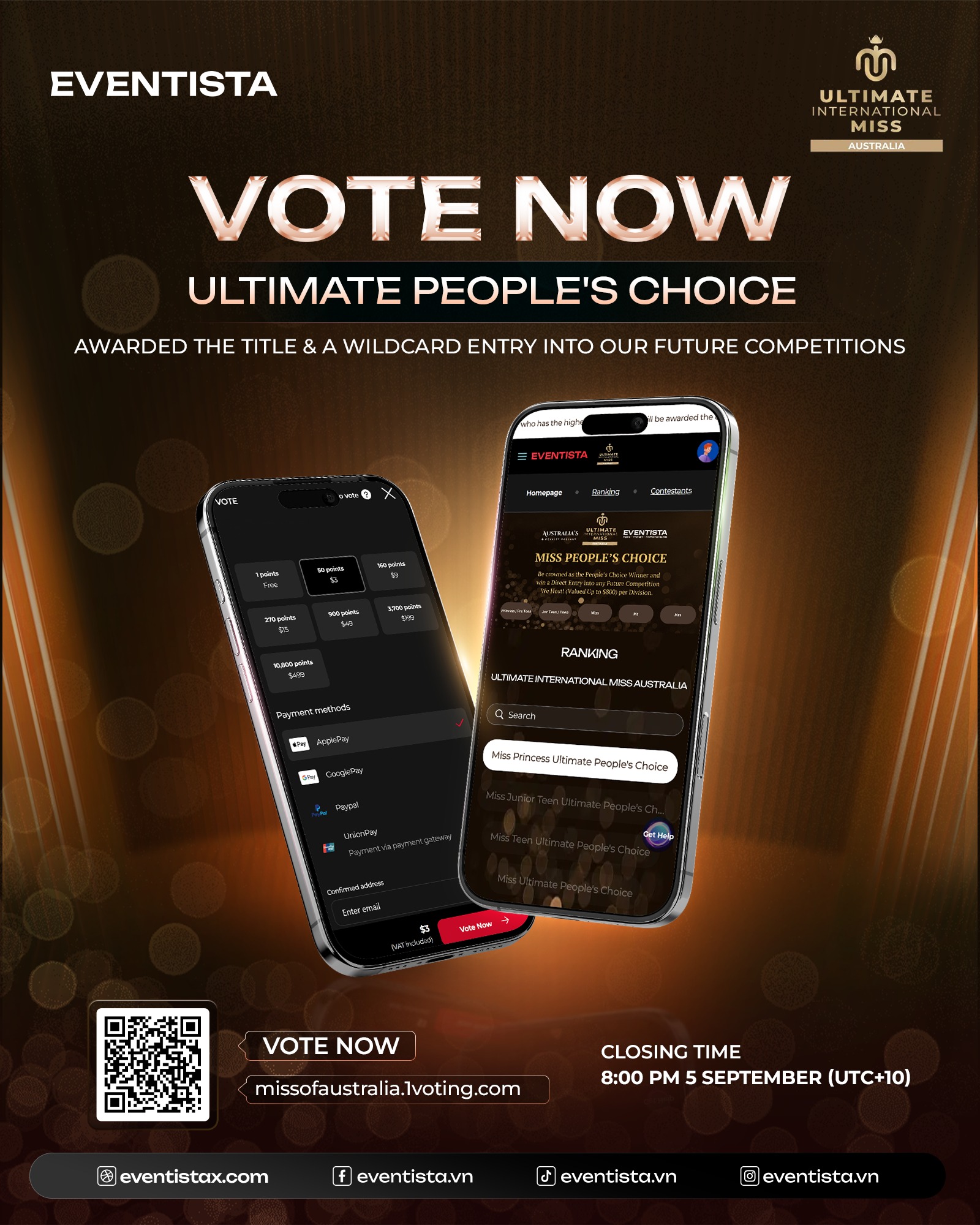 🏆 VOTING PORTAL FOR ULTIMATE... - Miss of Australia - Pageant | Facebook