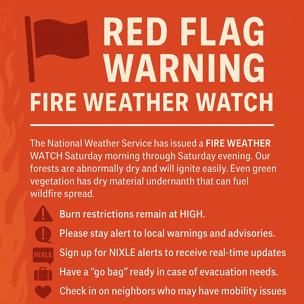 🚩 RED FLAG WARNING – FIRE... - Brinnon Fire Department | Facebook
