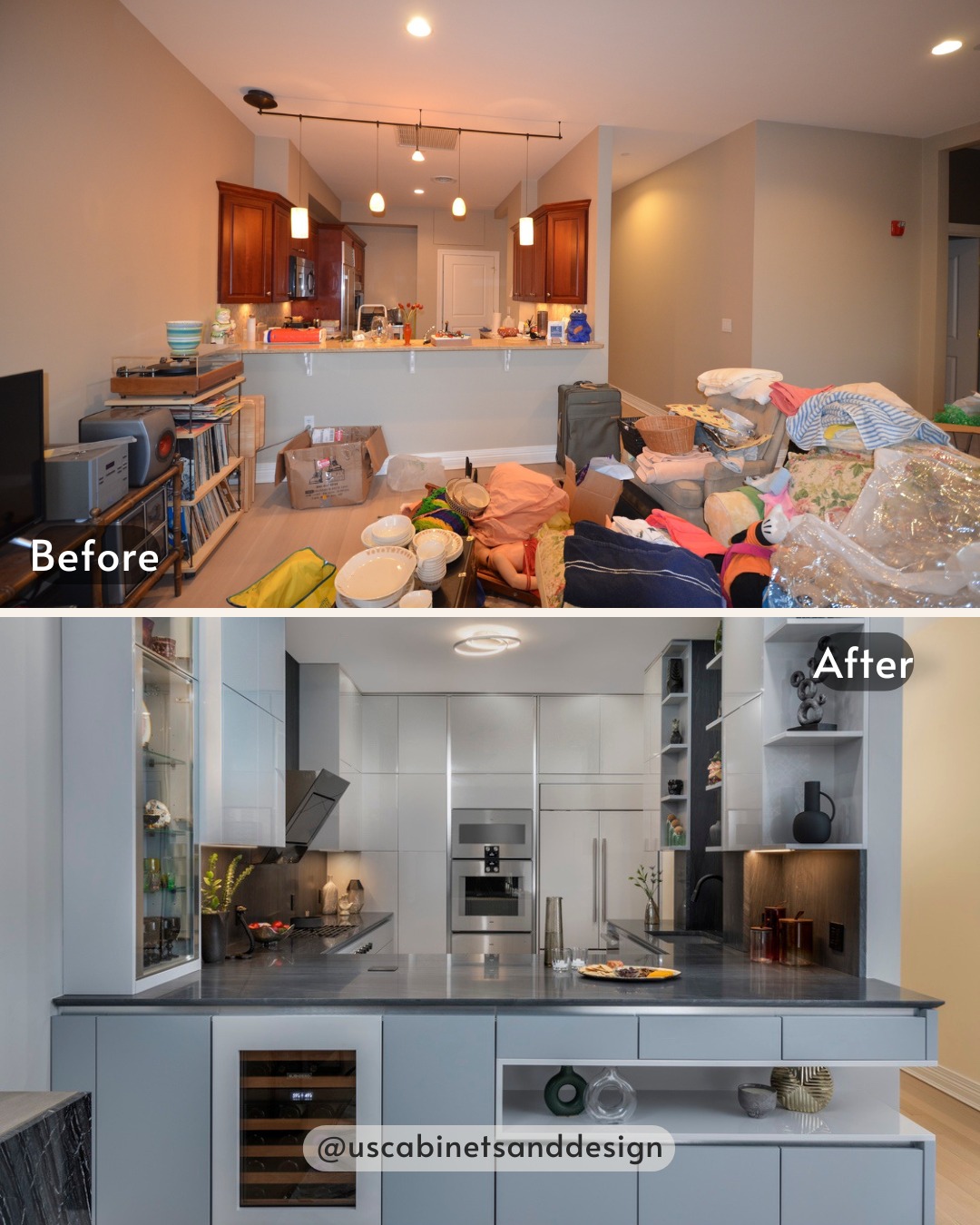 US - Swipe to see this stunning kitchen transformation! From outdated ...
