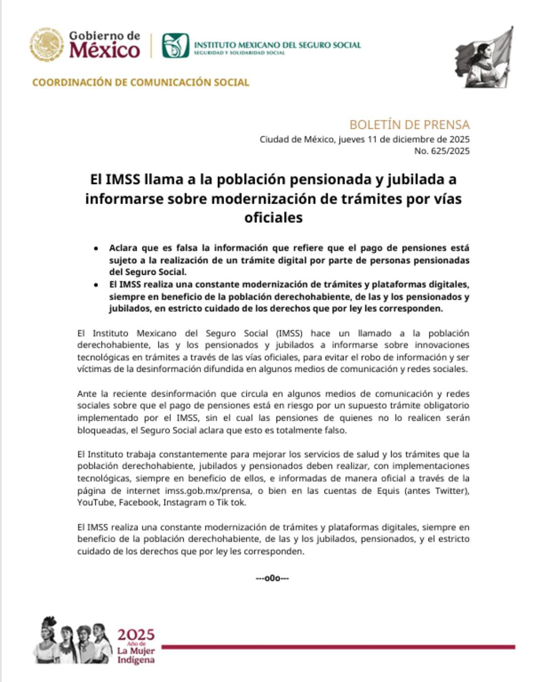Cinco - 📄|| El IMSS pidió a personas pensionadas y jubiladas mantenerse ...