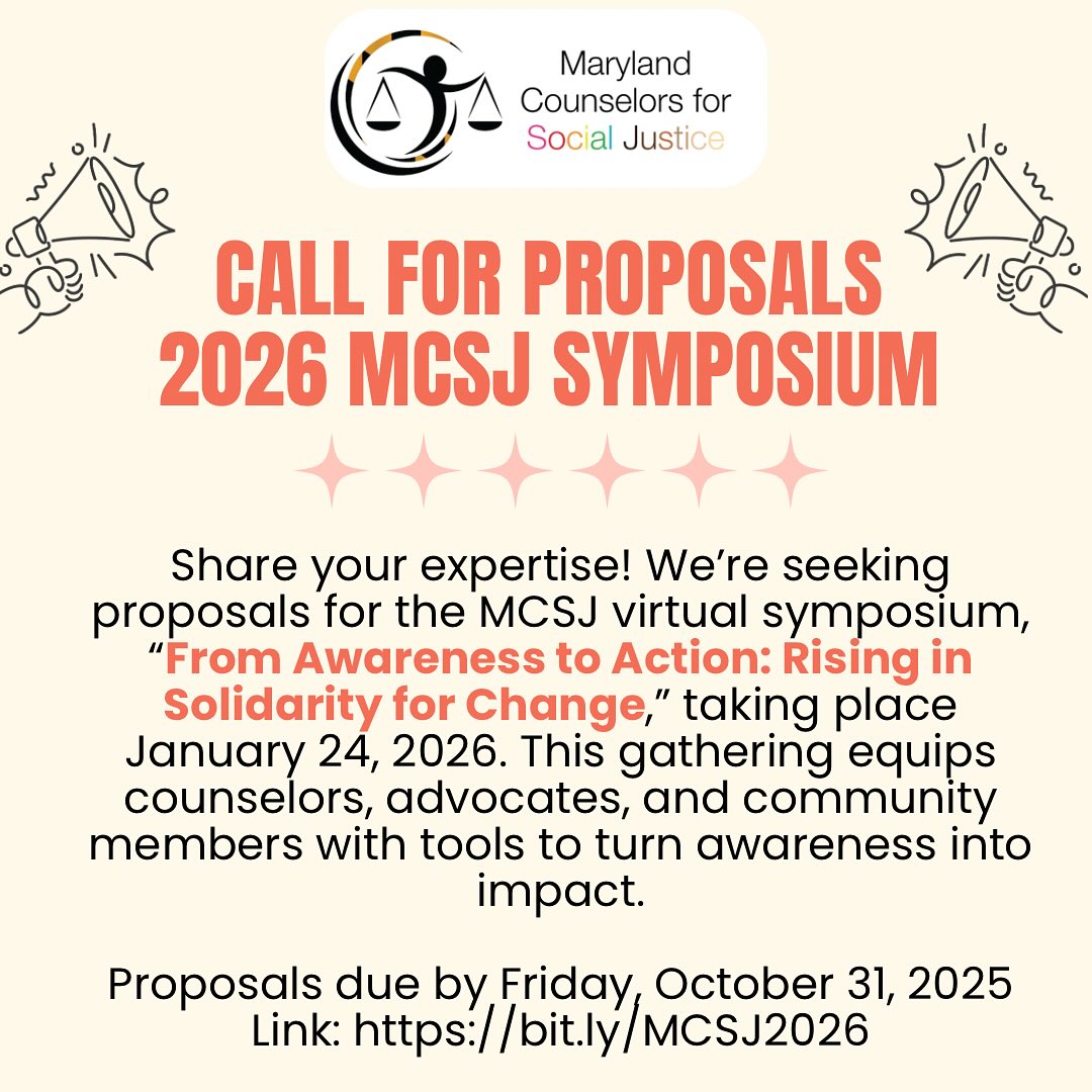 📢 Call for... - Maryland Counselors for Social Justice- MCSJ | Facebook