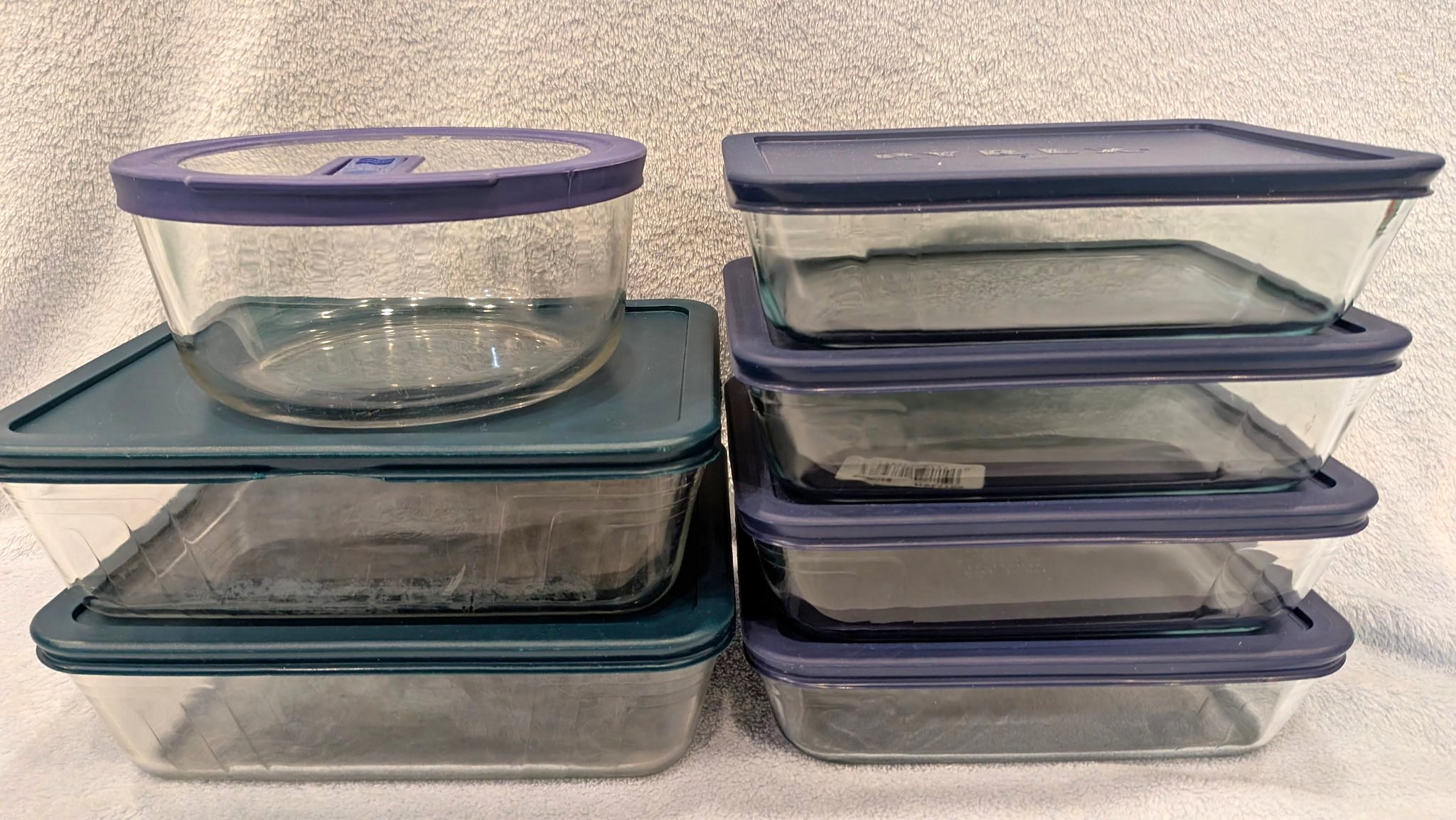 Pyrex All-Glass Containers, with Plastic lids, 14 pieces - Storage Bins ...