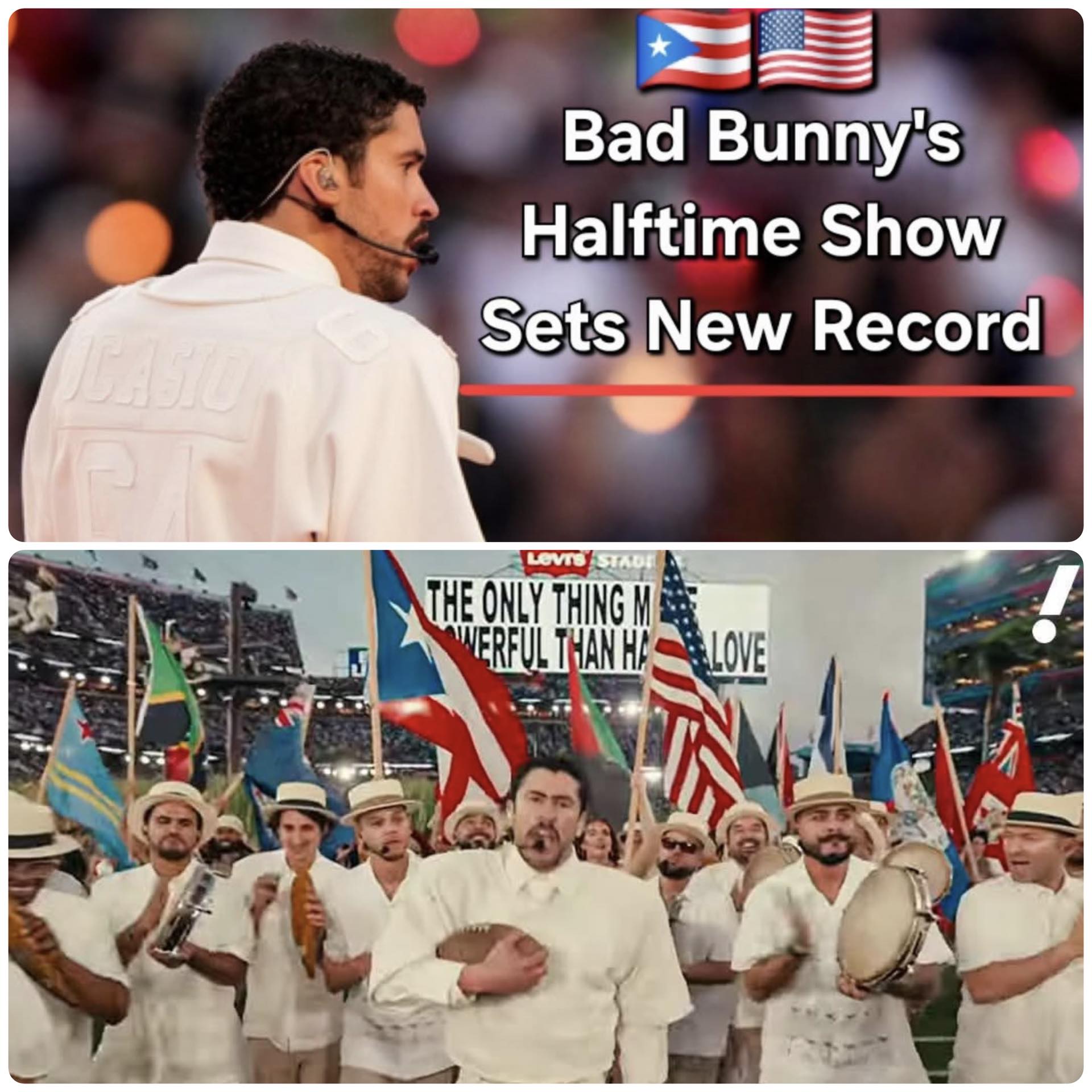 Everton - Bad Bunny set ️New Super Bowl Halftime Record with 142.3 ...
