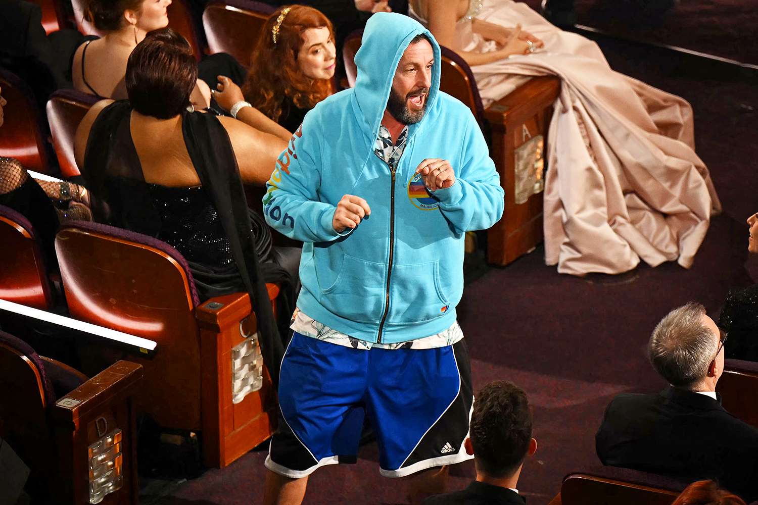 adam sandler casual dress Sandler's comfy style at the Oscars Sandler style Black Women Dresses Bodycon color:WHITE - WHITE primary-color-blue