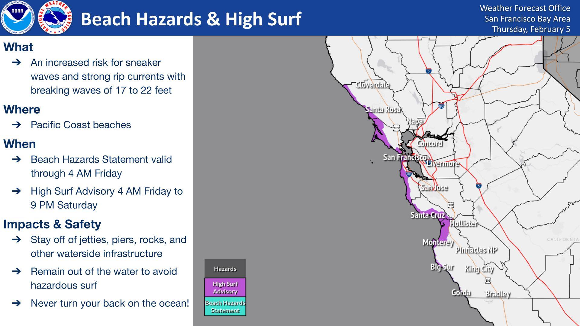 A Beach Hazards Statement is in effect for the Pacific Coast beaches ...