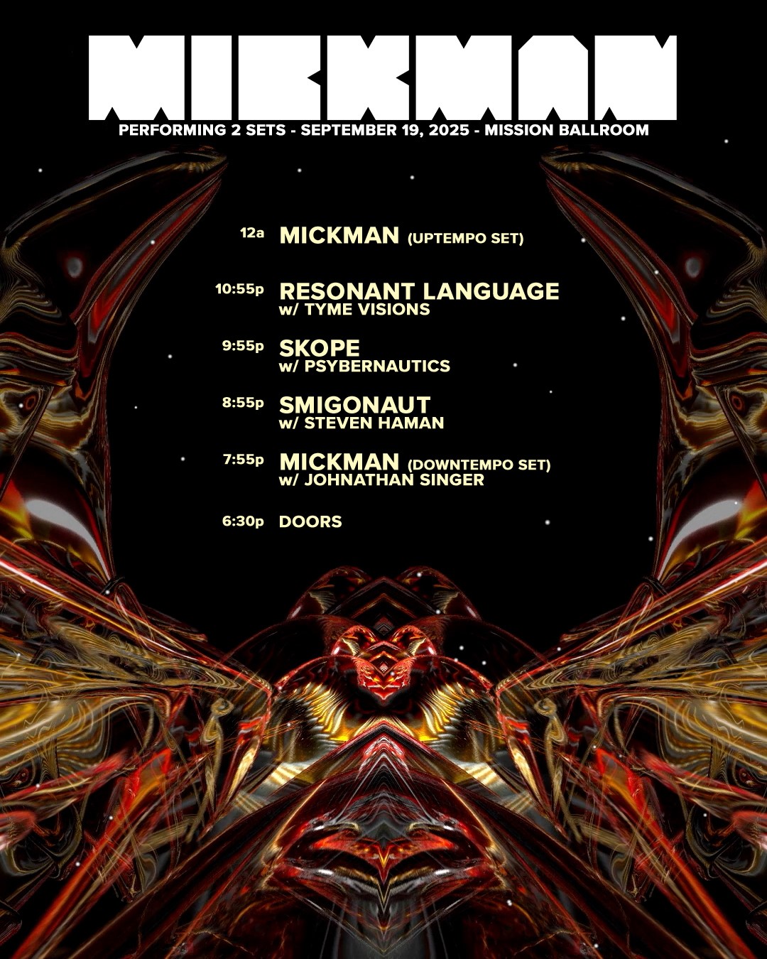 mickman roll call 📣 set times + vj... - Mission Ballroom | Facebook