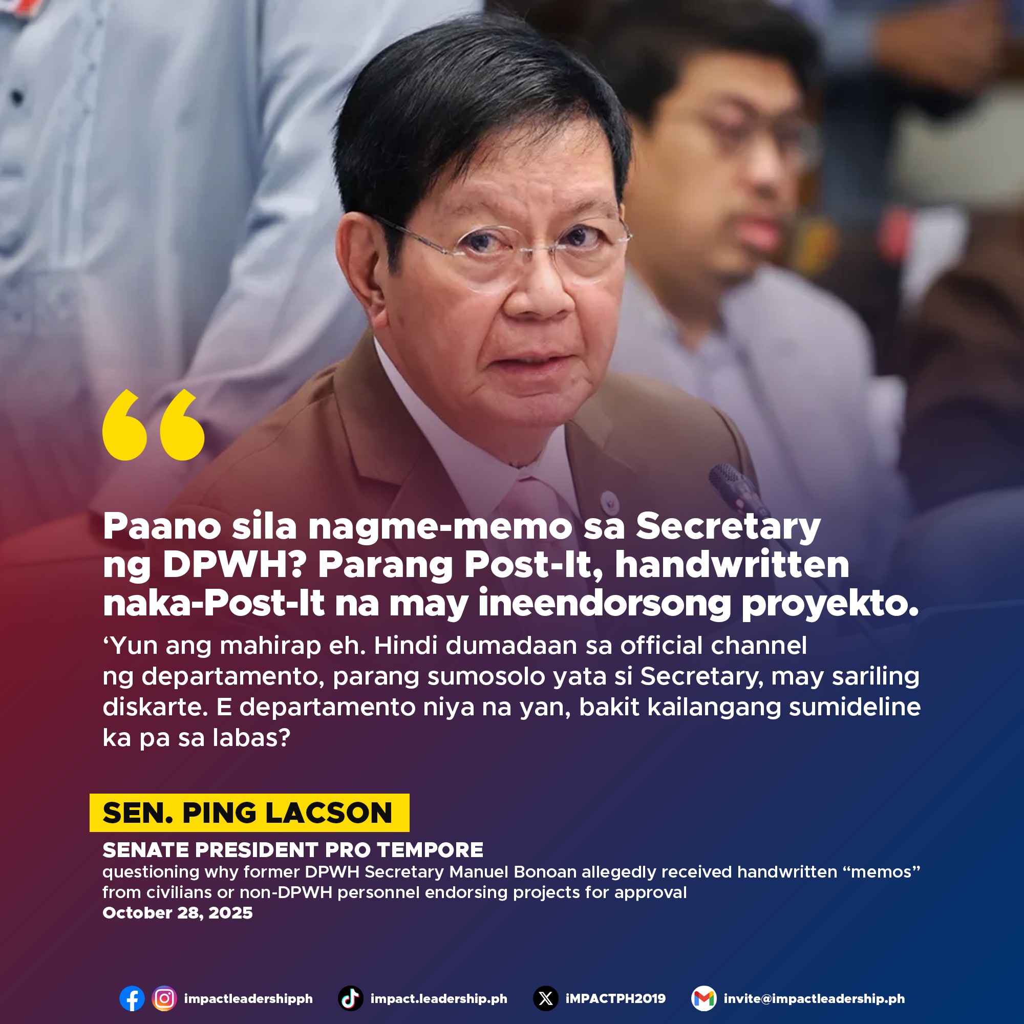 iMPACT - LACSON: WHY DID EX-DPWH CHIEF BONOAN TAKE PROJECT 'MEMOS' FROM ...