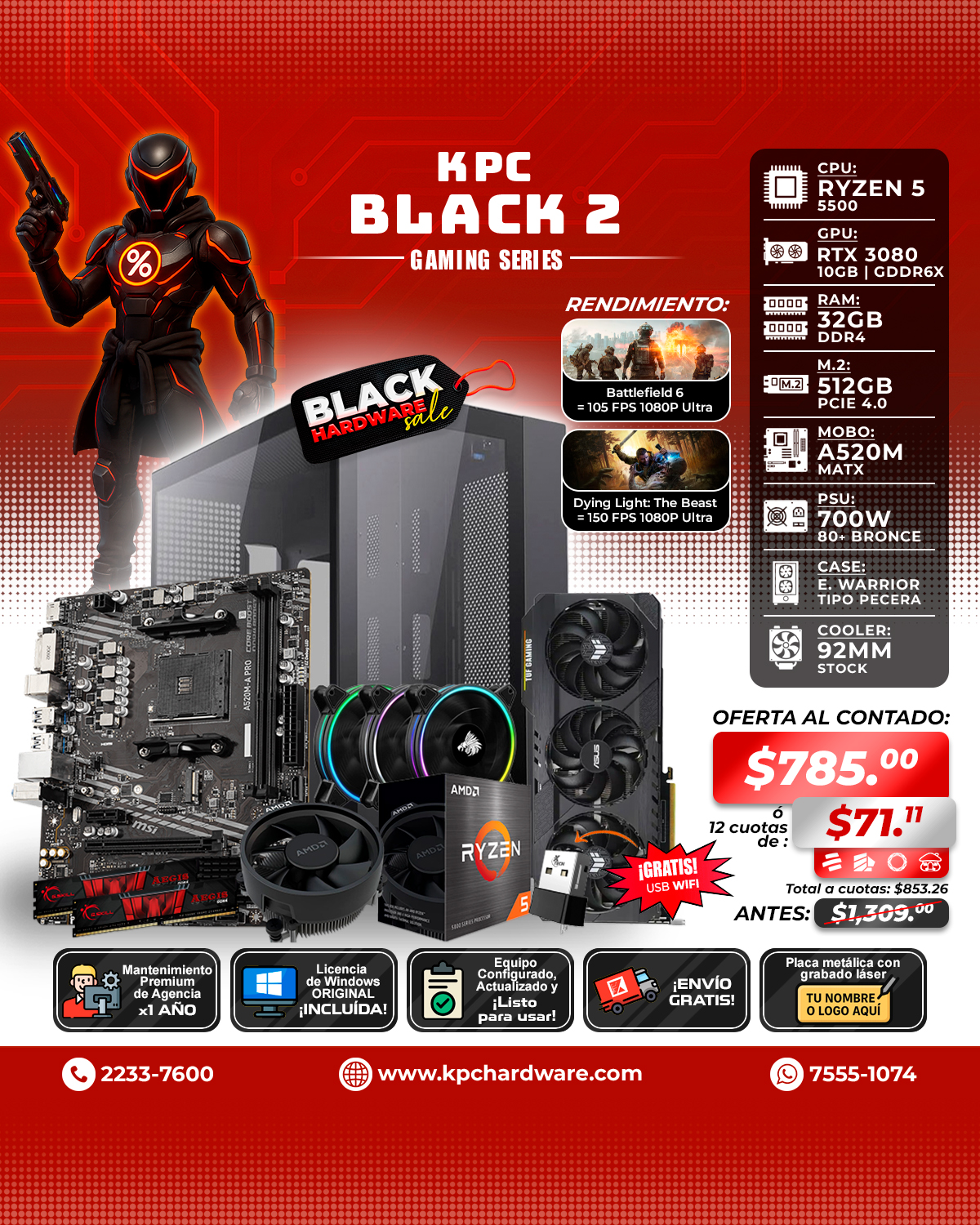 KPC - ⚫MICROPROCESADOR: AMD RYZEN 5 5500 / 4.2GHZ / 6 NÚCLEOS / 12 ...