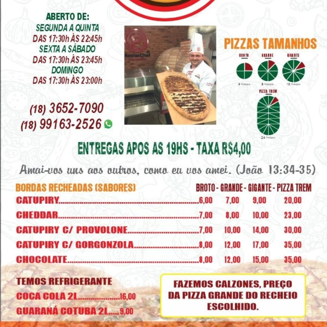 Boa noite pessoal, tivemos uma atualização em nossos cardápios e