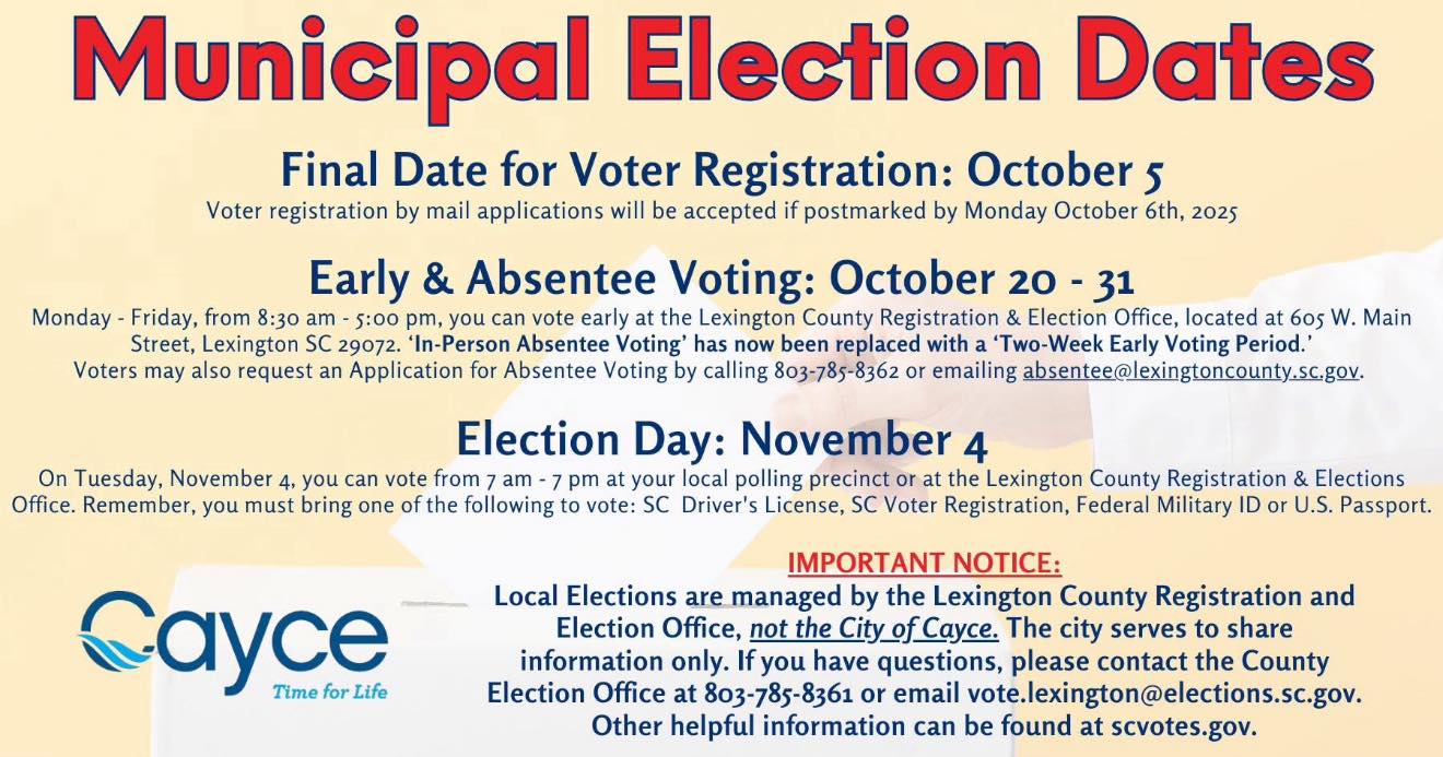 City of Cayce - Municipal Election Dates & Information:... | Facebook