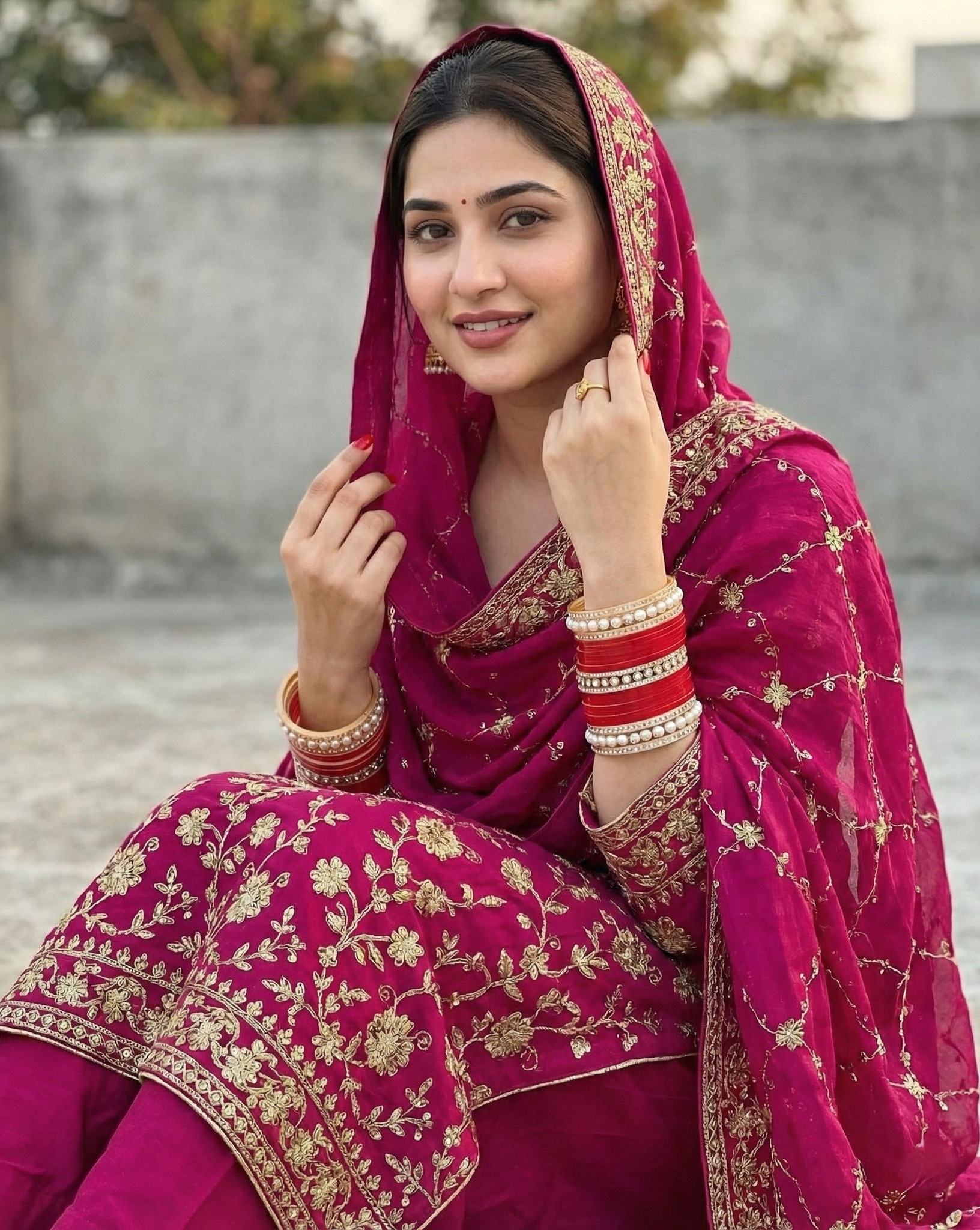 ladies salwar dress Indian woman in magenta kameez outfit occasion where you want