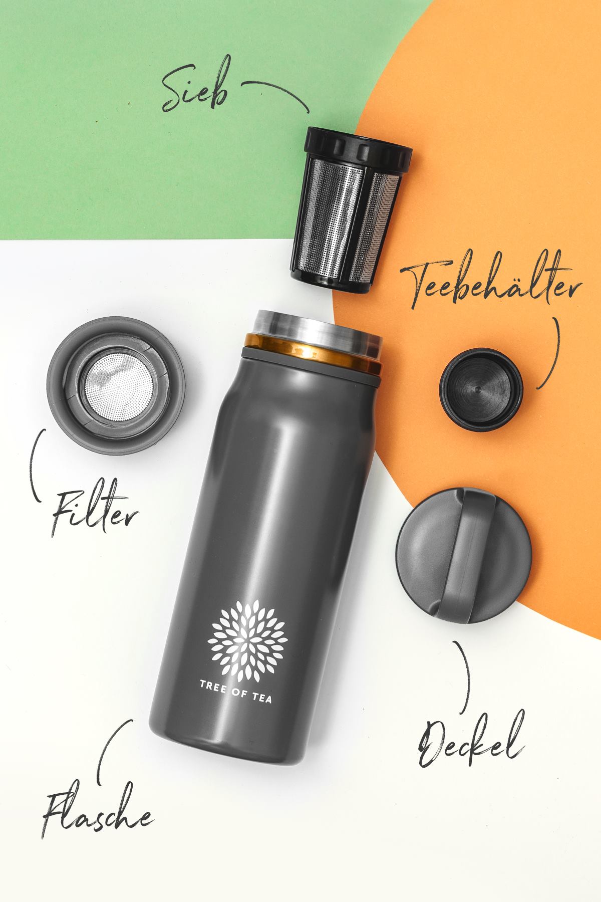 Die neue Thermo Bottle 2go ermöglicht Dir, überall und zu jeder Zeit, Deinen Lieblingstee frisch zuzubereiten. Im Teebehälter wird der lose Blatttee geschützt, sodass dieser erst bei Eingabe in das Sieb, mit