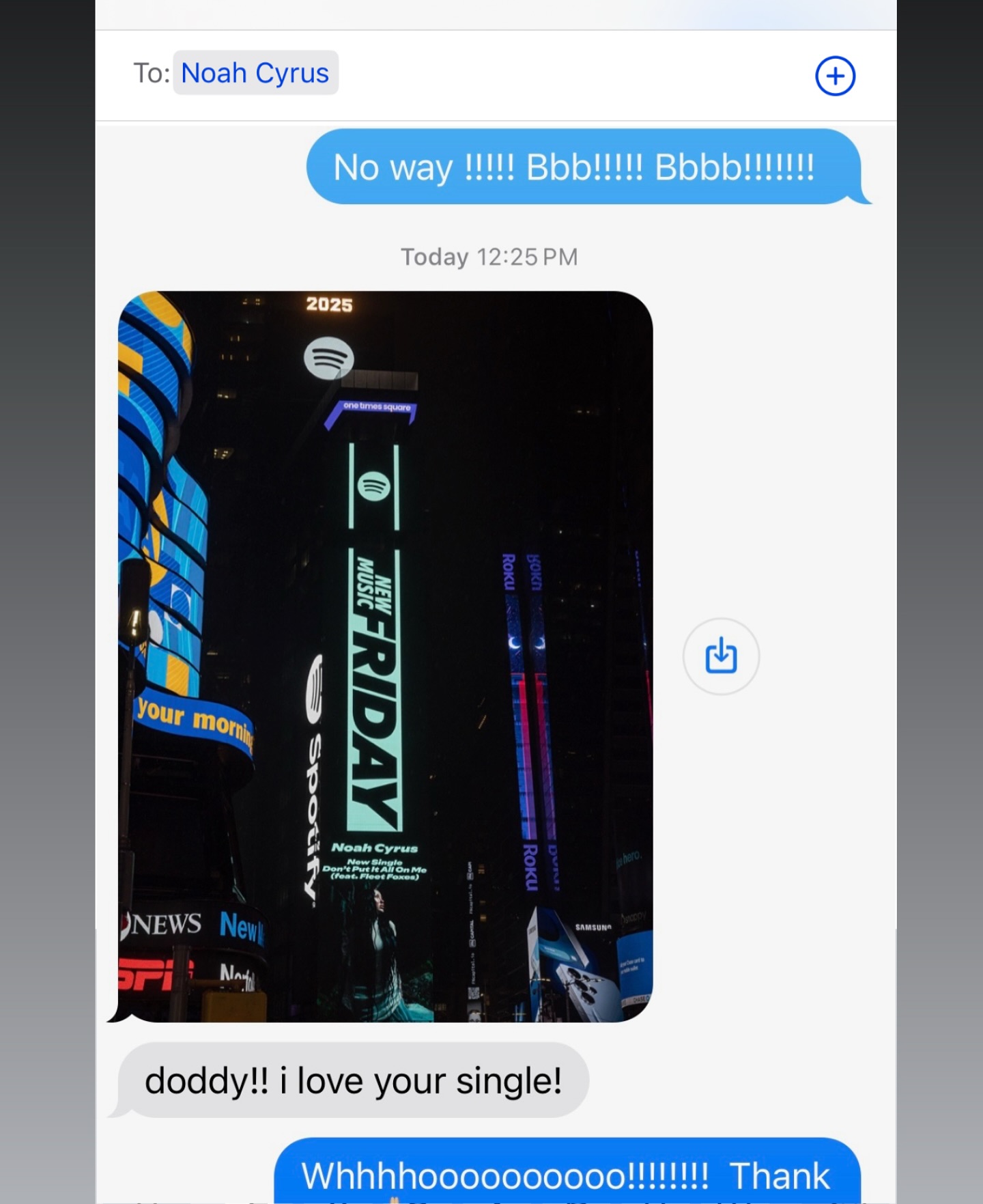 Billy - Congratulations Noie Noah Cyrus!!! I love your sign in NYC ! It ...