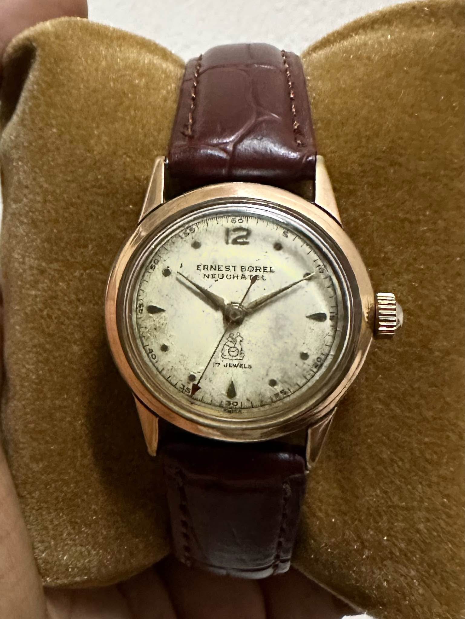 Montre Suisse Vintage Ernest Borel Conquistador Automatique - Cadran Tropical, Calendrier Jour/date - Occasion